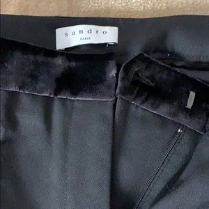 Sandro black dress slacks with velvet detail
